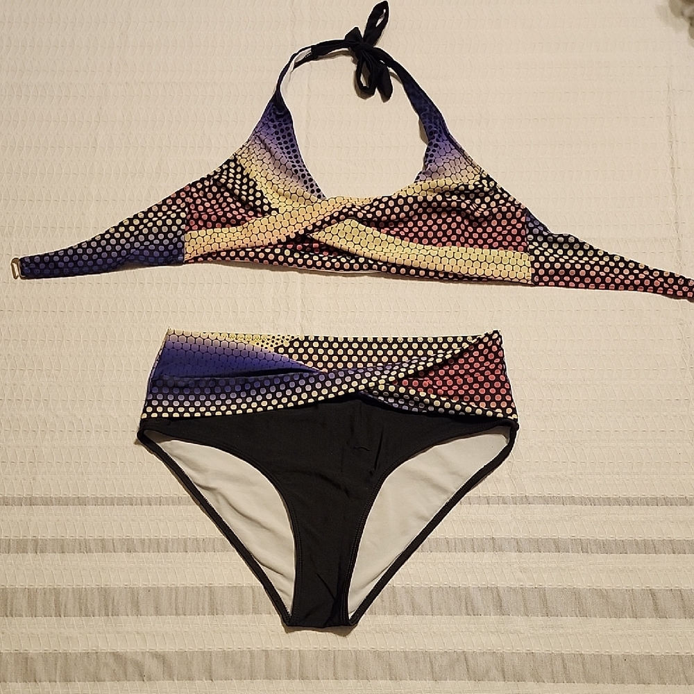 Multicolor Halter Bikini Set
